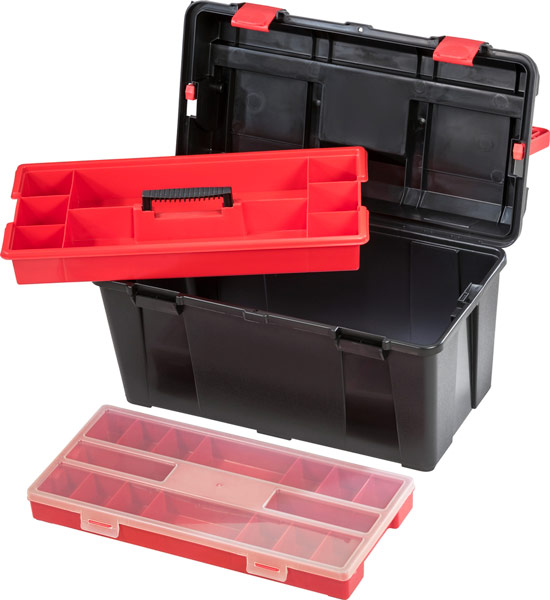 Tool box with compartments