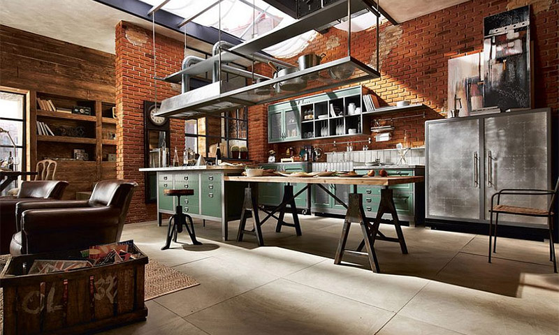 Lofto stiliaus virtuvė - interjero dizainas