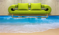 3D καναπέ στο πάτωμα δίπλα στη θάλασσα