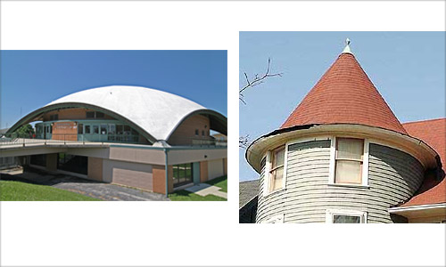 Cúpulas e telhados cônicos