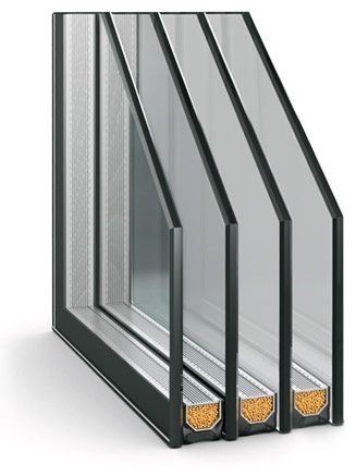 Tatlong-silid na double-glazed window