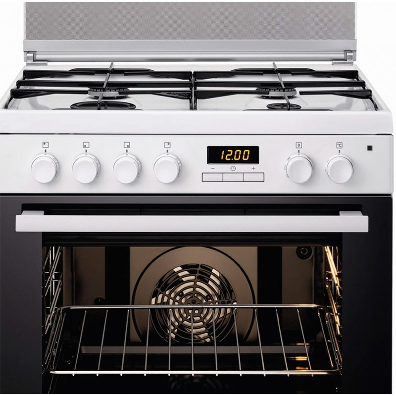 Gas hob at electric oven
